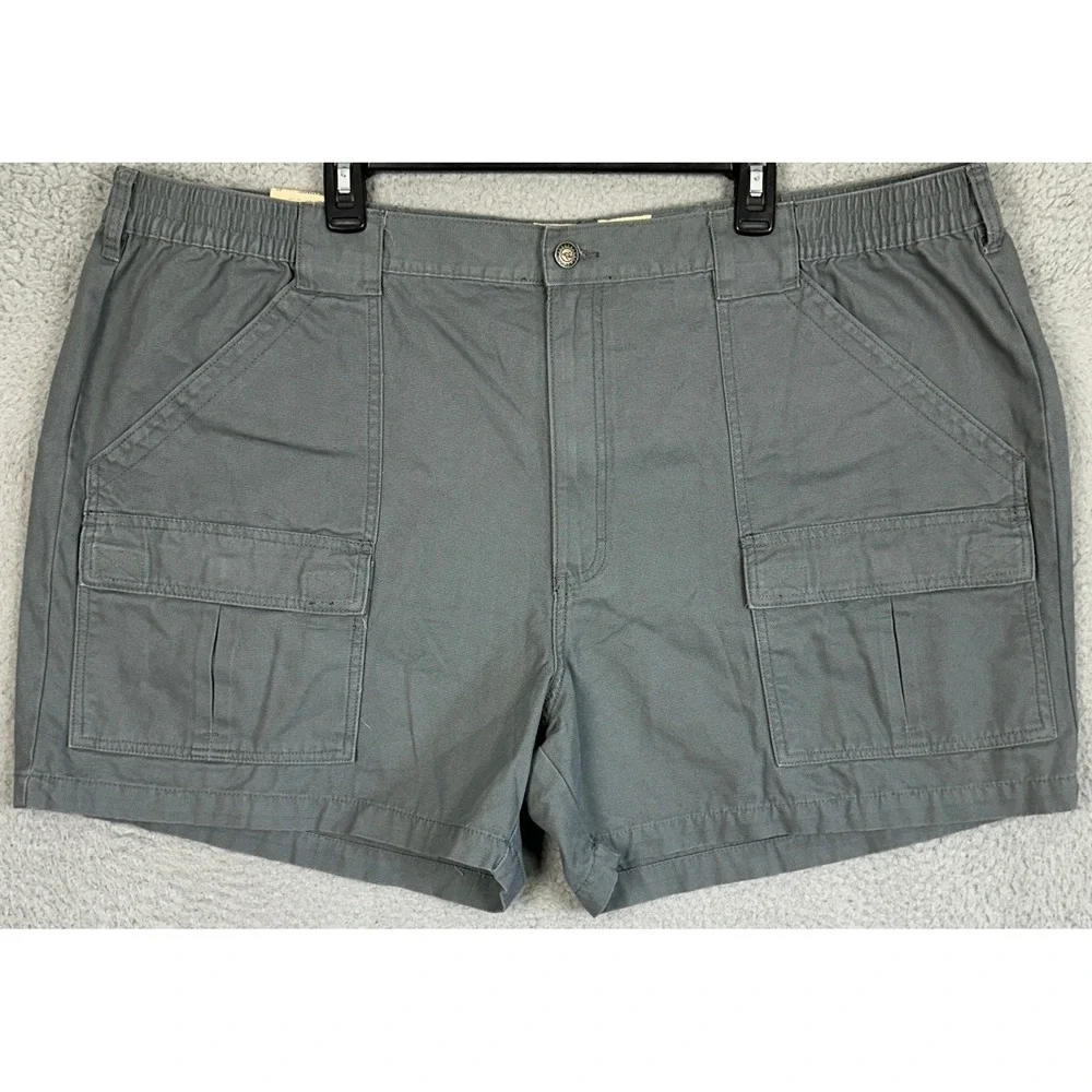 NEW Red Head Brand Co. Shorts Mens 48 Grey Canvas Cargo Safari Stretch Waist